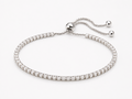 Elegant Adjustable SIlver Tennis Bracelet with Sparling CZ Stone