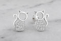 Sparkling Kitty Silver Studs
