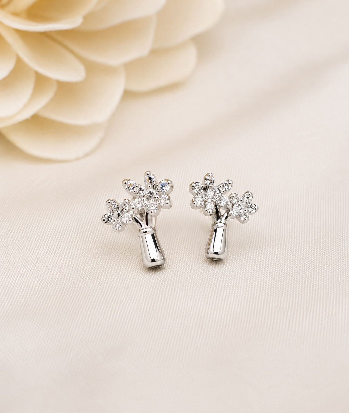 Silver Blossom Aura Earrings