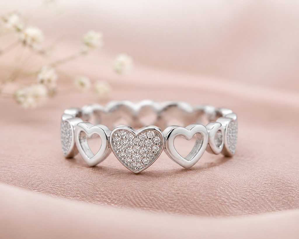 Sterling Silver Eternal Hearts Ring