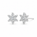 Sparkling Silver Diamond-Cut Snowflake Studs Earrings for Women