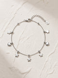 Silver Star & Heart Charm Anklet