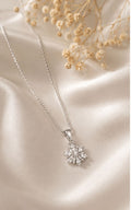 Sterling Silver Snowflake Necklace / Dainty Crystal Pendant  For Women