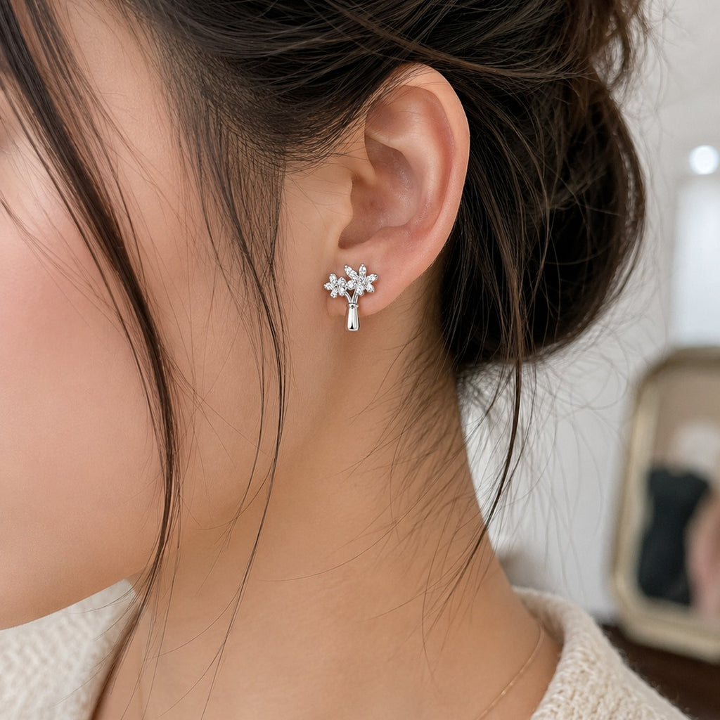 Silver Blossom Aura Earrings